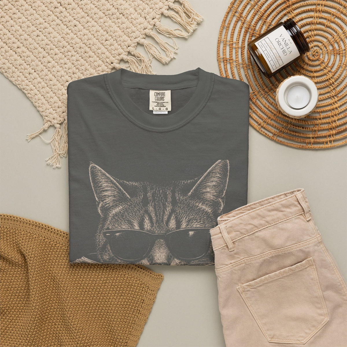 Cat Nerd Unisex Garment-Dyed T-shirt